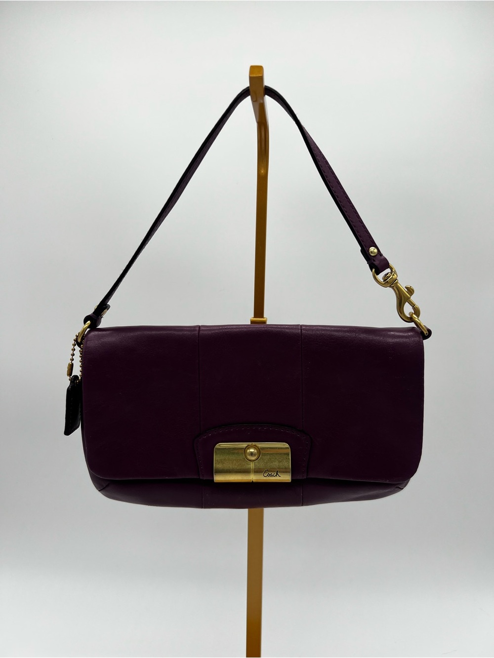 Coach Kristen Plum Leather Wristlet with Gold Hardware